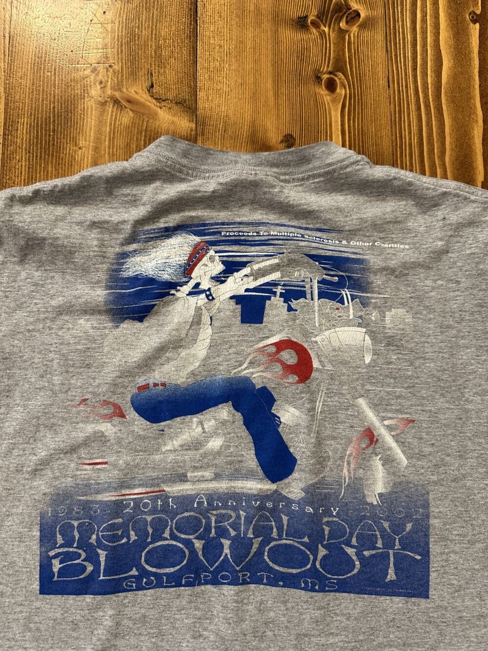 Vintage 2002 Memorial Day Blowout Biker Rally Gulfport Anniversary Vtg T-Shirt